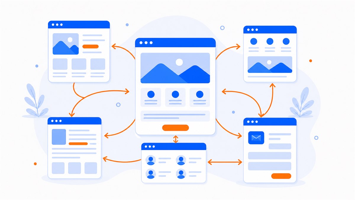Minh hoạ liên kết nội bộ nối các trang website giúp tối ưu SEO on-page