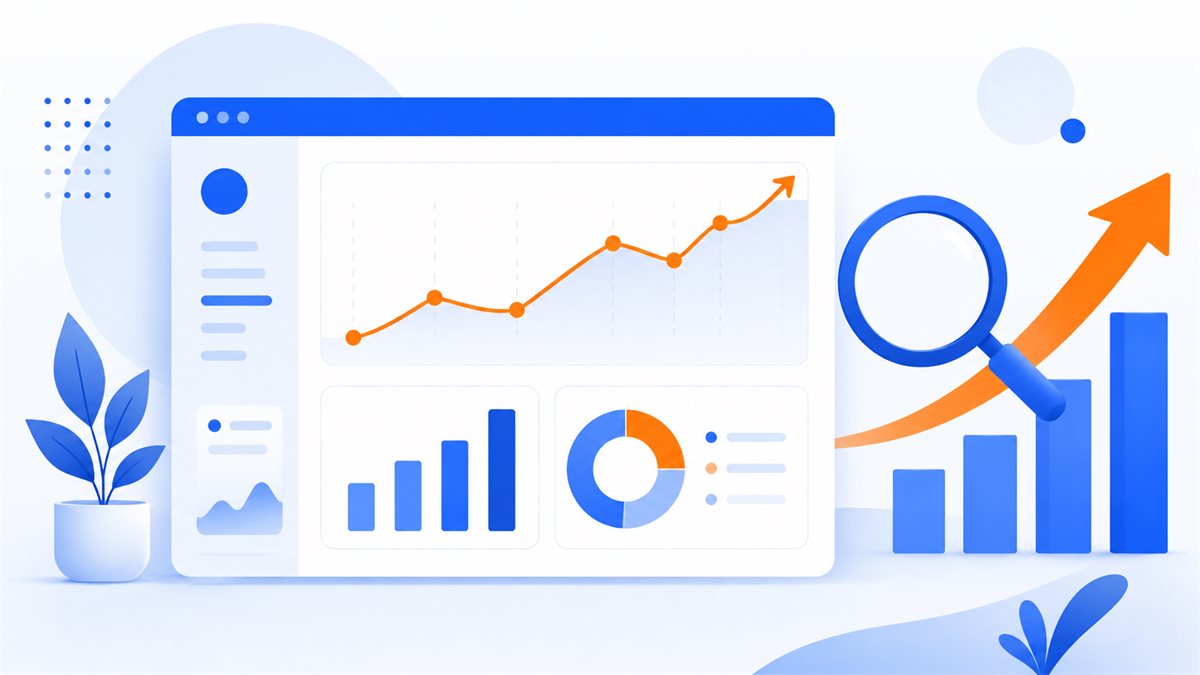 Minh hoạ bảng theo dõi thứ hạng và lượng truy cập website với đường đi lên