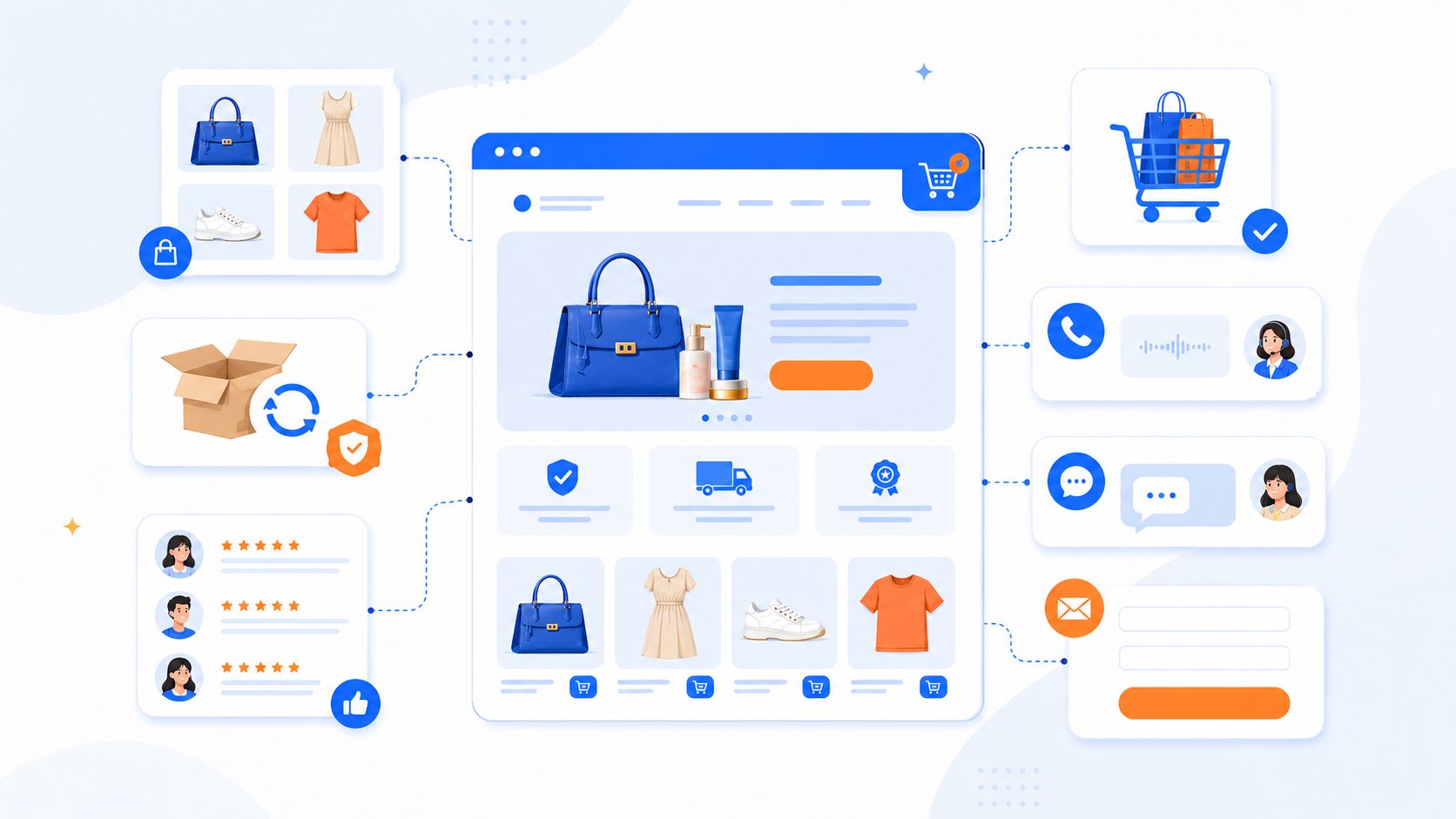 Minh hoạ các phần cần có trên website cho shop nhỏ