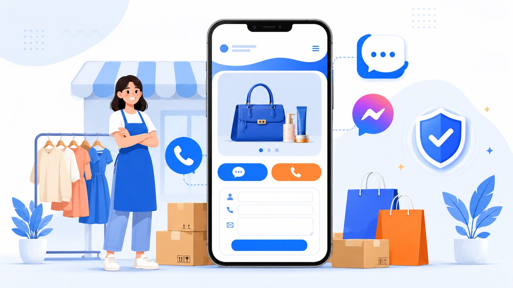 Minh hoạ landing page chạy ads cho shop nhỏ trên điện thoại