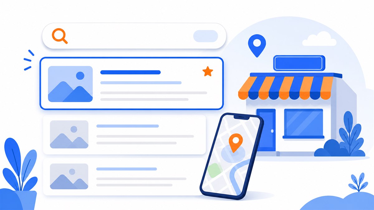 Minh hoạ SEO là gì: kết quả tìm kiếm của một cửa hàng nhỏ hiện lên trang đầu Google