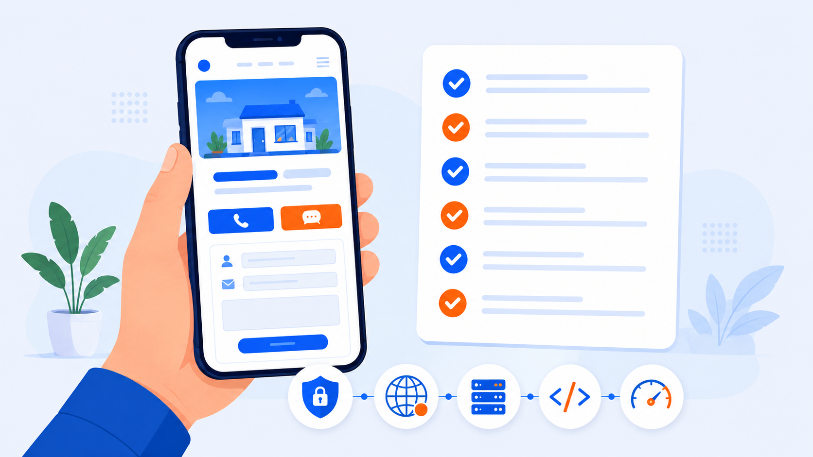 Minh hoạ checklist kiểm tra demo website trên điện thoại trước khi thanh toán