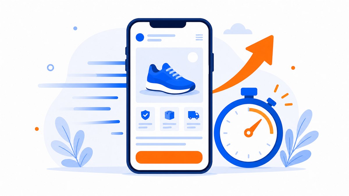 Minh hoạ tốc độ tải trang web nhanh trên điện thoại với đồng hồ bấm giờ