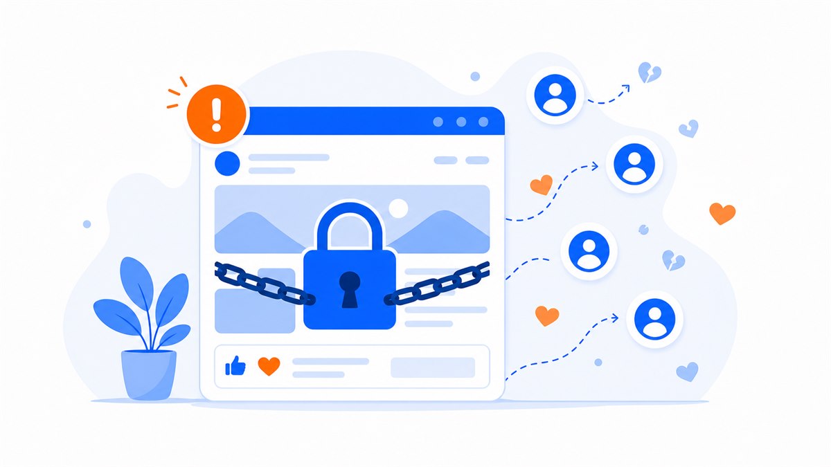 Minh hoạ rủi ro khi chỉ bán trên fanpage bị khóa trang mất khách